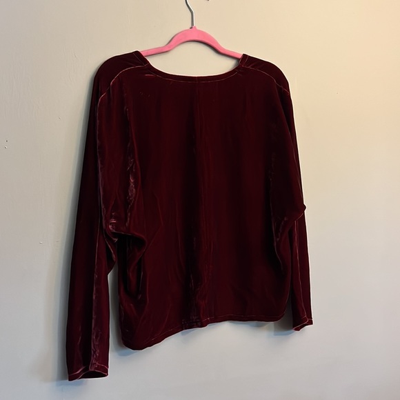 Eileen Fisher  Silk Velvet V-Neck Long Dolman Sleeve Boxy Top - Picture 4 of 9